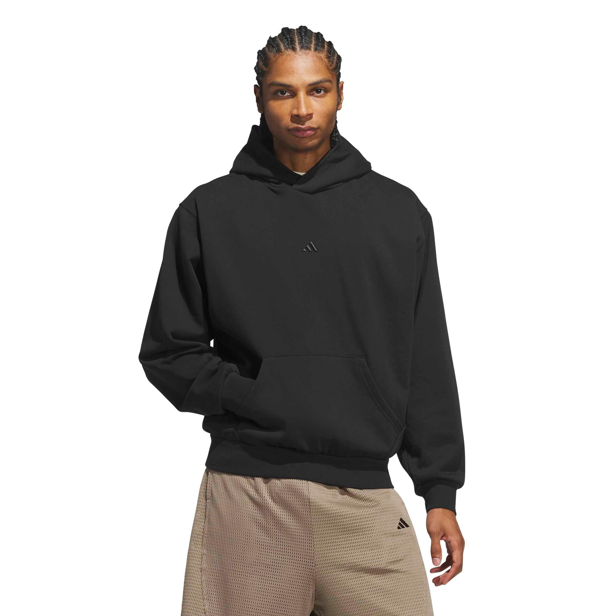 adidas Men's Basketball Fleece Hoodie - Black - BLACK